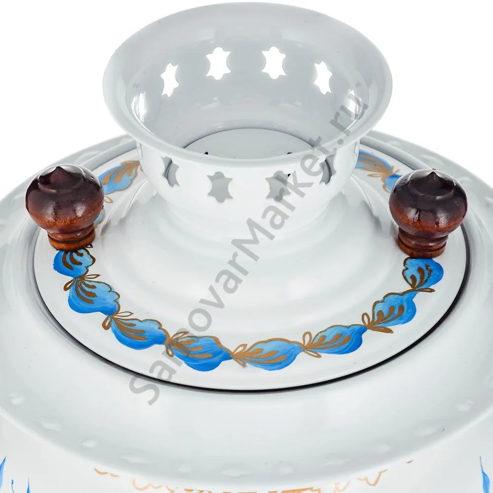 Самовар электрический 3 л с автоотключением, худ.росписью «Гжель с цветами» формы «Овал» Самовар электрический 3 л с автоотключением, худ.росписью «Гжель с цветами» формы «Овал»