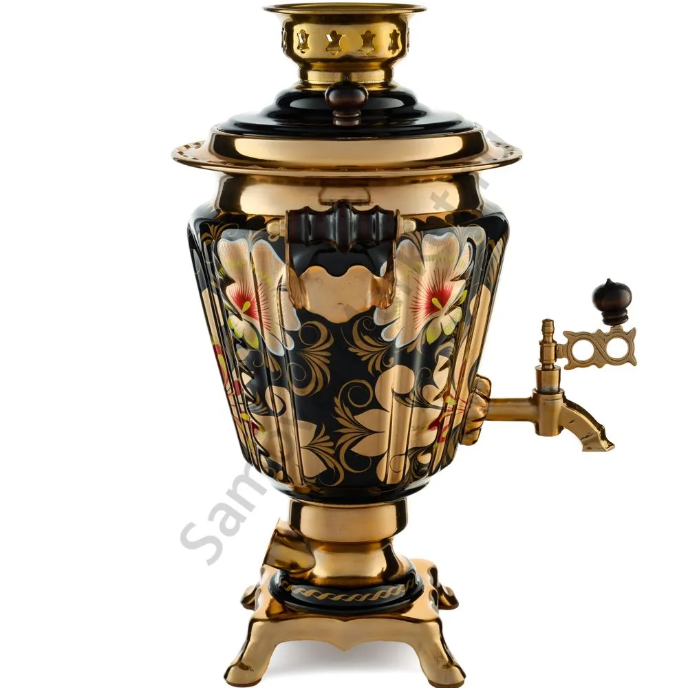 Самовар электрический 3 литра с художественной росписью «Кудрина чёрная» формы «Рюмка» Самовар электрический 3 литра с художественной росписью «Кудрина чёрная» формы «Рюмка»