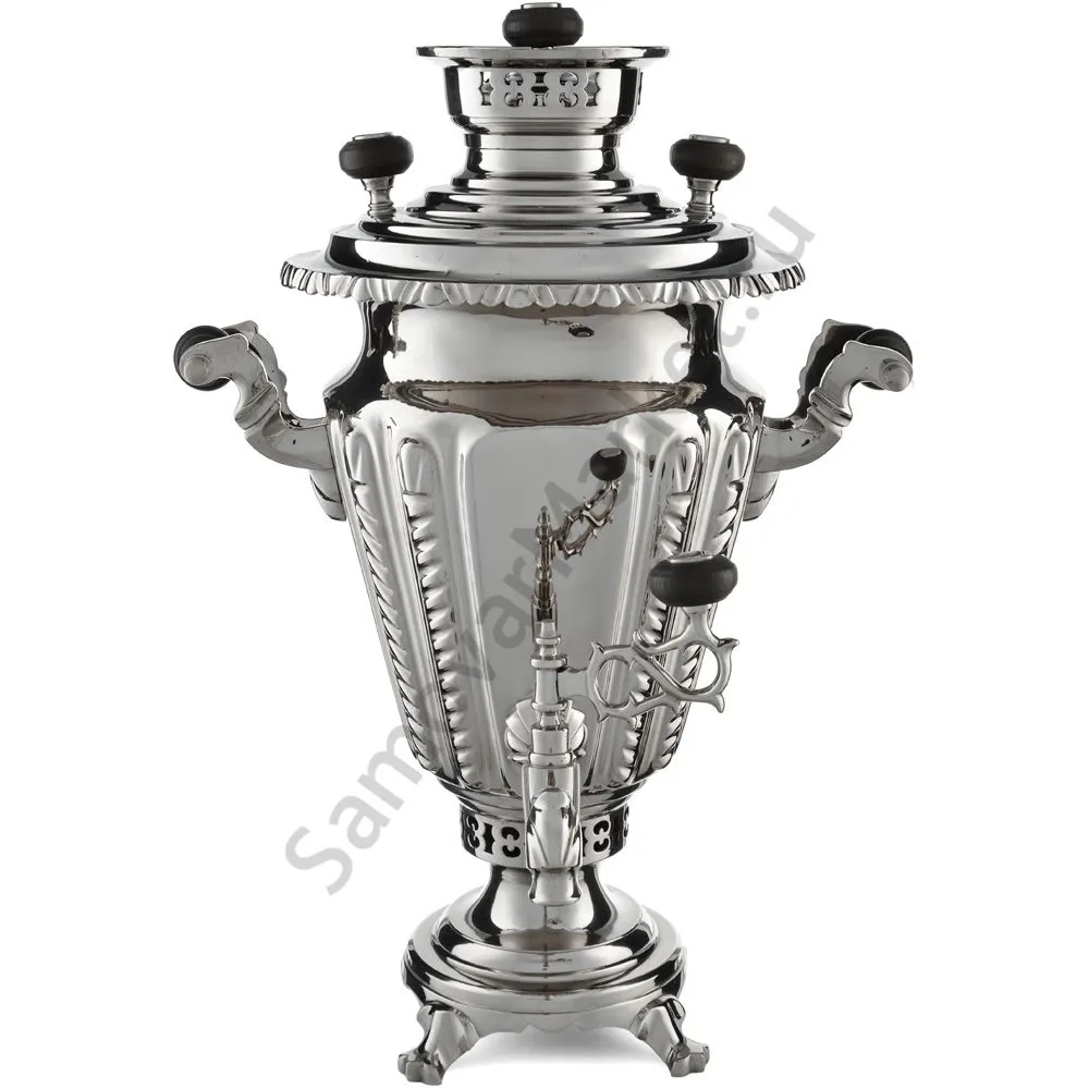 Самовар антикварный на дровах 3,3 литра формы «Рюмка с колоннами» Тул.Патрон.Завод, серебристый Самовар антикварный на дровах 3,3 литра формы «Рюмка с колоннами» Тул.Патрон.Завод, серебристый