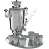 Самовар сувенирный с рюмками и подносом, Кремль, винтаж, серебристый