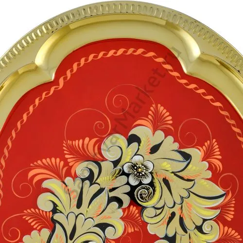 Поднос для самовара с художественной росписью «Кудрина красная»