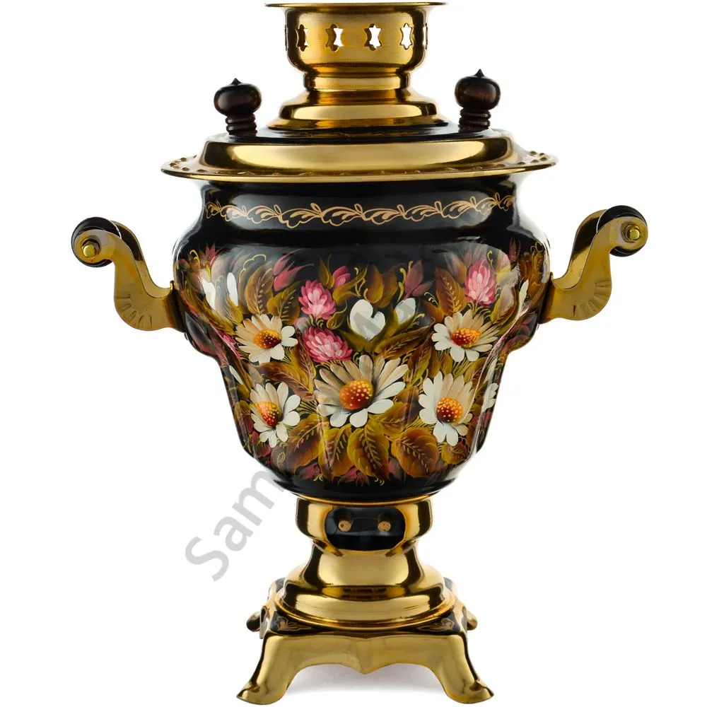 Самовар электрический 2,5 л с автоотключением,худ.росписью «Ромашки с клевером» формы «Груша» Самовар электрический 2,5 л с автоотключением,худ.росписью «Ромашки с клевером» формы «Груша»