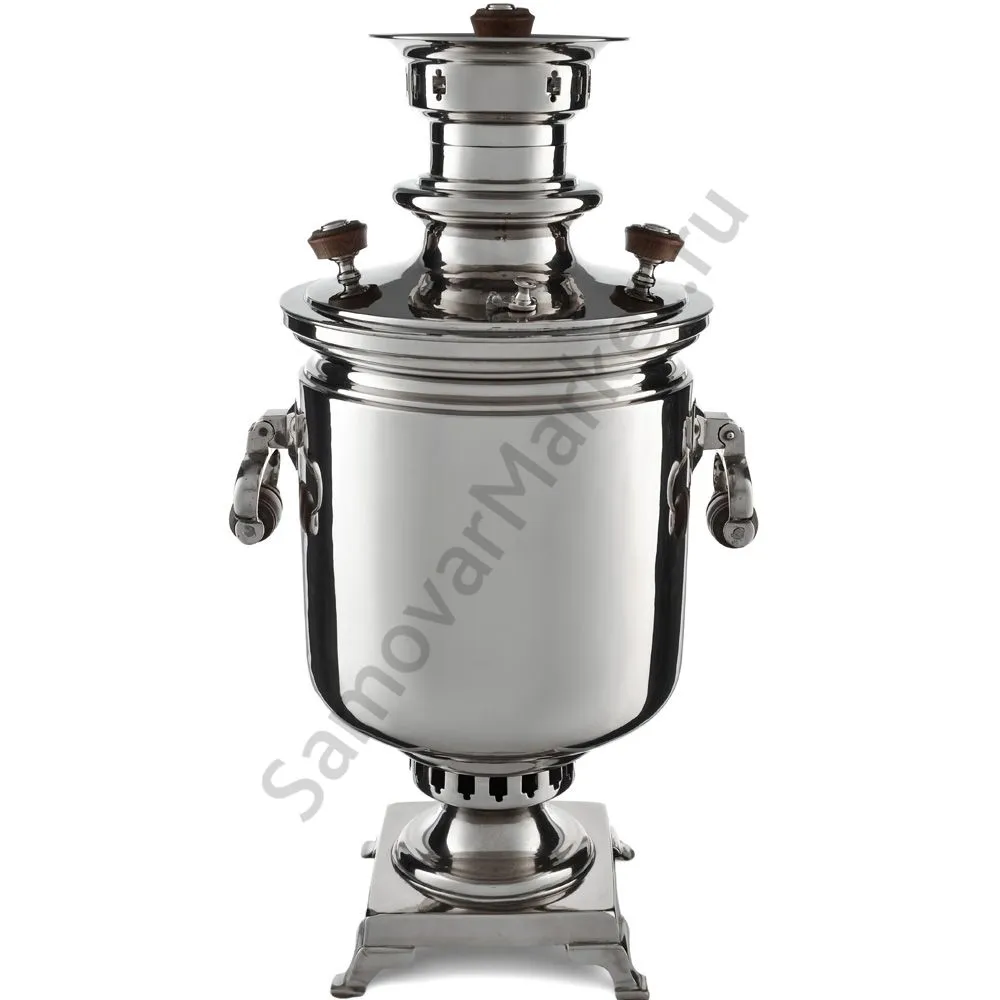 Самовар антикварный на дровах 6,5 литров формы «Банка» Н.И. Баташева с медалями, серебристый Самовар антикварный на дровах 6,5 литров формы «Банка» Н.И. Баташева с медалями, серебристый