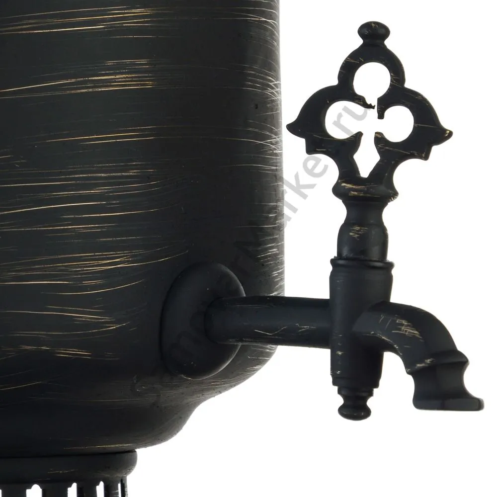 Самовар антикварный на дровах 8 литра формы «Банка», Кольчугино, золотые нити в патине Самовар антикварный на дровах 8 литра формы «Банка», Кольчугино, золотые нити в патине