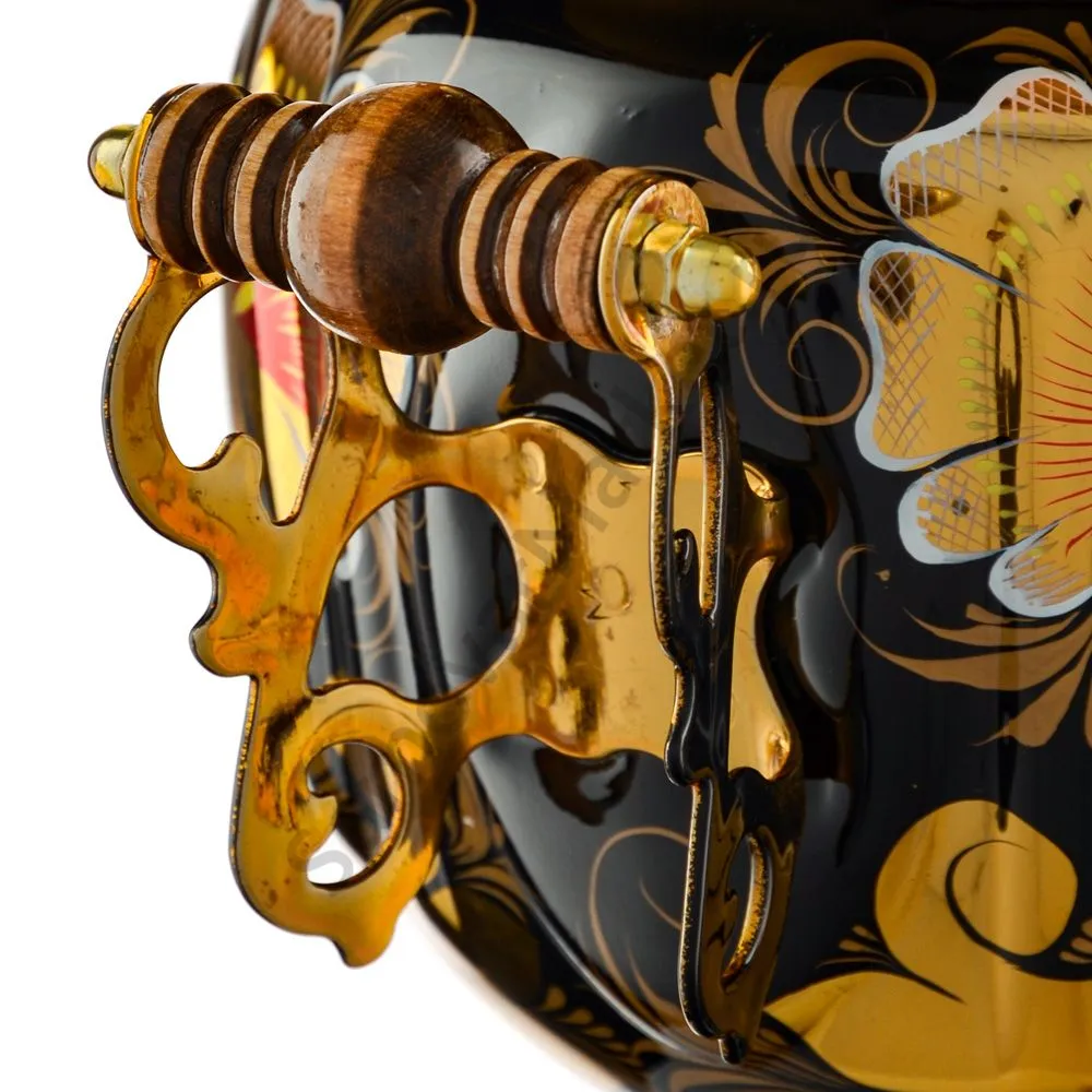 Самовар электрический 3 литра с художественной росписью «Кудрина чёрная» формы «Овал» Самовар электрический 3 литра с художественной росписью «Кудрина чёрная» формы «Овал»