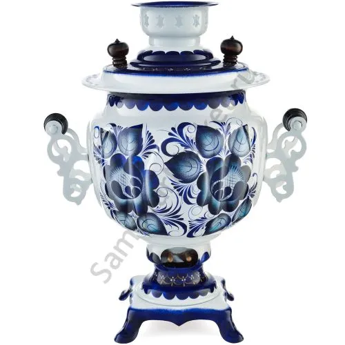 Самовар электрический 3 литра с автоотключением, худ. росписью «Гжель» формы «Овал»