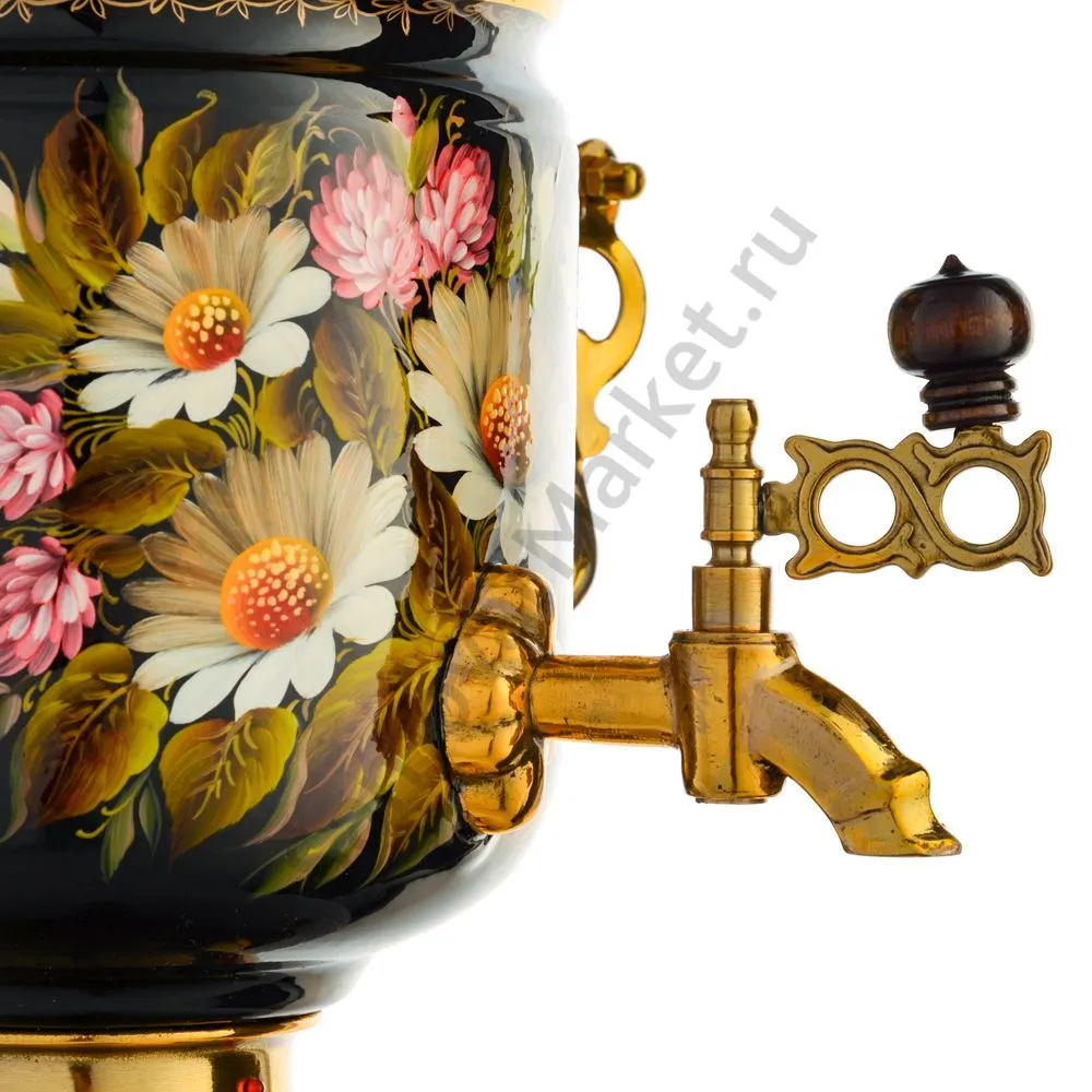 Самовар электрический 3 л с автоотключением, худ.росписью «Ромашки с клевером» формы «Банка» Самовар электрический 3 л с автоотключением, худ.росписью «Ромашки с клевером» формы «Банка»