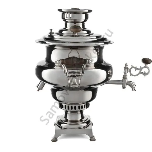 Самовар антикварный комбинированный 5 литров формы «Репка» Соловьёва, серебристый