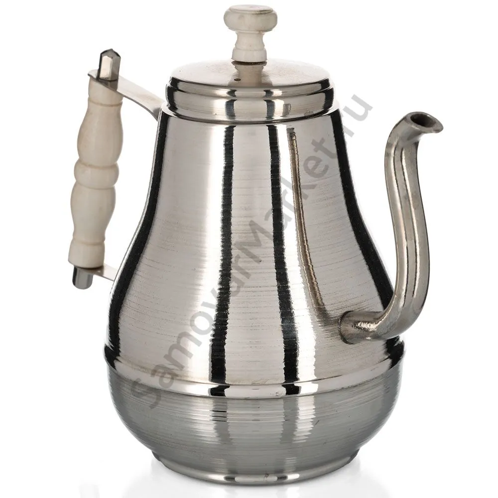 Чайник заварочный для самовара большой 1 литр, фурнитура кость, серебристый Чайник заварочный для самовара большой 1 литр, фурнитура кость, серебристый
