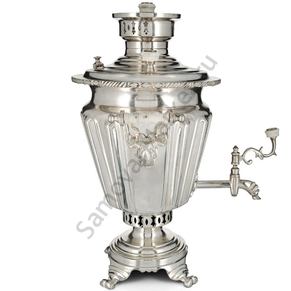 Самовар антикварный на дровах 4 литра формы «Рюмка» Шапошникова, фурнитура кость,посеребрённый Самовар антикварный на дровах 4 литра формы «Рюмка» Шапошникова, фурнитура кость,посеребрённый