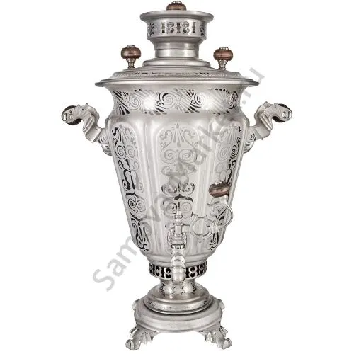 Самовар антикварный комбинированн 4л. формы «Рюмка гранная»Кольчугино,с трубой, травление по никелю