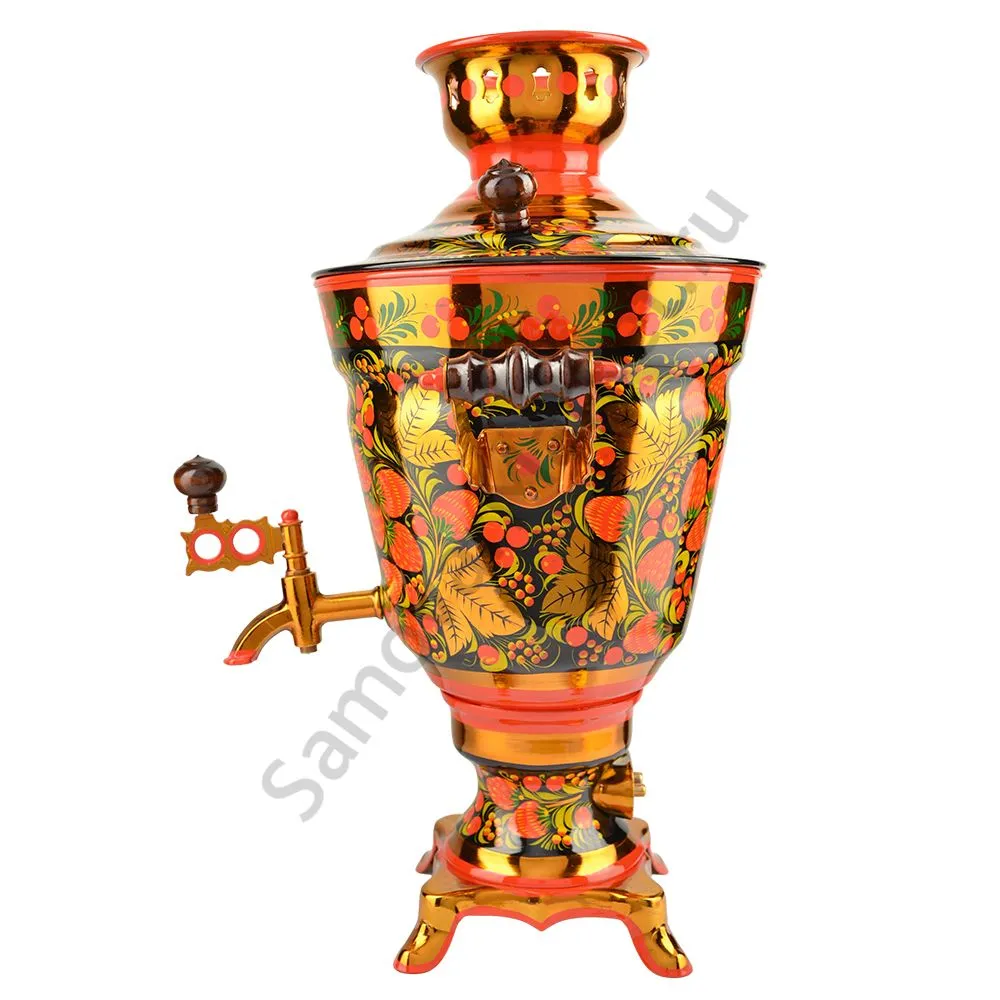 Самовар электрический 3 литра с художественной росписью «Клубника в зелени №2» формы «Рюмка гладкая» Самовар электрический 3 литра с художественной росписью «Клубника в зелени №2» формы «Рюмка гладкая»