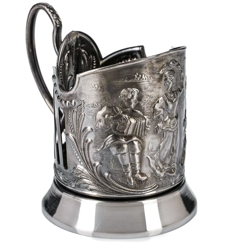 Подстаканник никелированный с чернью «Русские пляски» Подстаканник никелированный с чернью «Русские пляски»