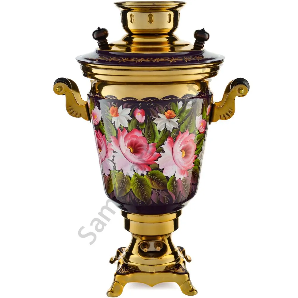 Самовар электрический 4 л.в наборе из 4 предметов с худ.росписью «Букет на фиолетовом в золоте» Самовар электрический 4 л.в наборе из 4 предметов с худ.росписью «Букет на фиолетовом в золоте»