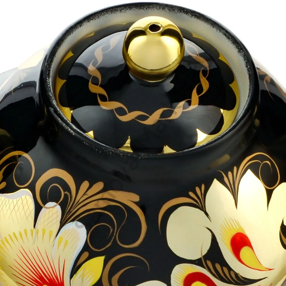 Чайник заварочный для самовара с художественной росписью «Кудрина чёрная» Чайник заварочный для самовара с художественной росписью «Кудрина чёрная»