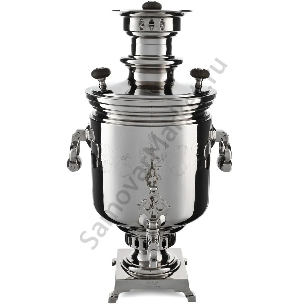 Самовар антикварный комбинированный 6 л. формы «Банка» Баташевых с медалями, с трубой, серебристый Самовар антикварный комбинированный 6 л. формы «Банка» Баташевых с медалями, с трубой, серебристый