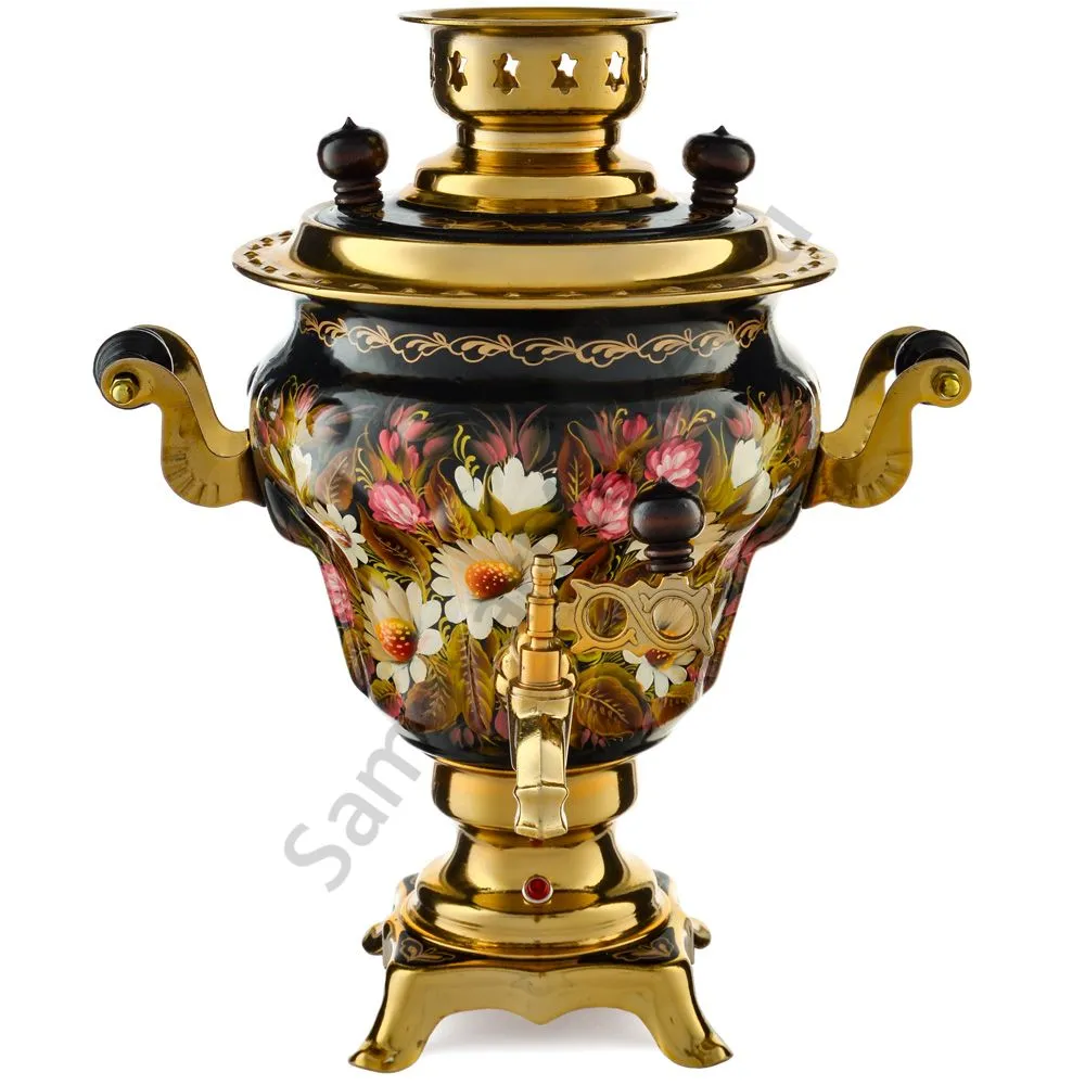 Самовар электрический 2,5 л с автоотключением,худ.росписью «Ромашки с клевером» формы «Груша» Самовар электрический 2,5 л с автоотключением,худ.росписью «Ромашки с клевером» формы «Груша»