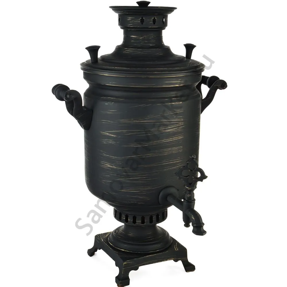 Самовар антикварный на дровах 8 литра формы «Банка», Кольчугино, золотые нити в патине Самовар антикварный на дровах 8 литра формы «Банка», Кольчугино, золотые нити в патине