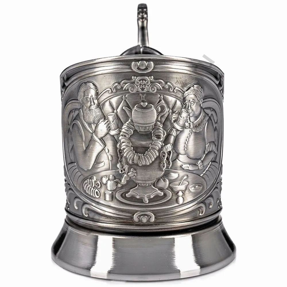 Подстаканник никелированный с чернью «Русское чаепитие» Подстаканник никелированный с чернью «Русское чаепитие»