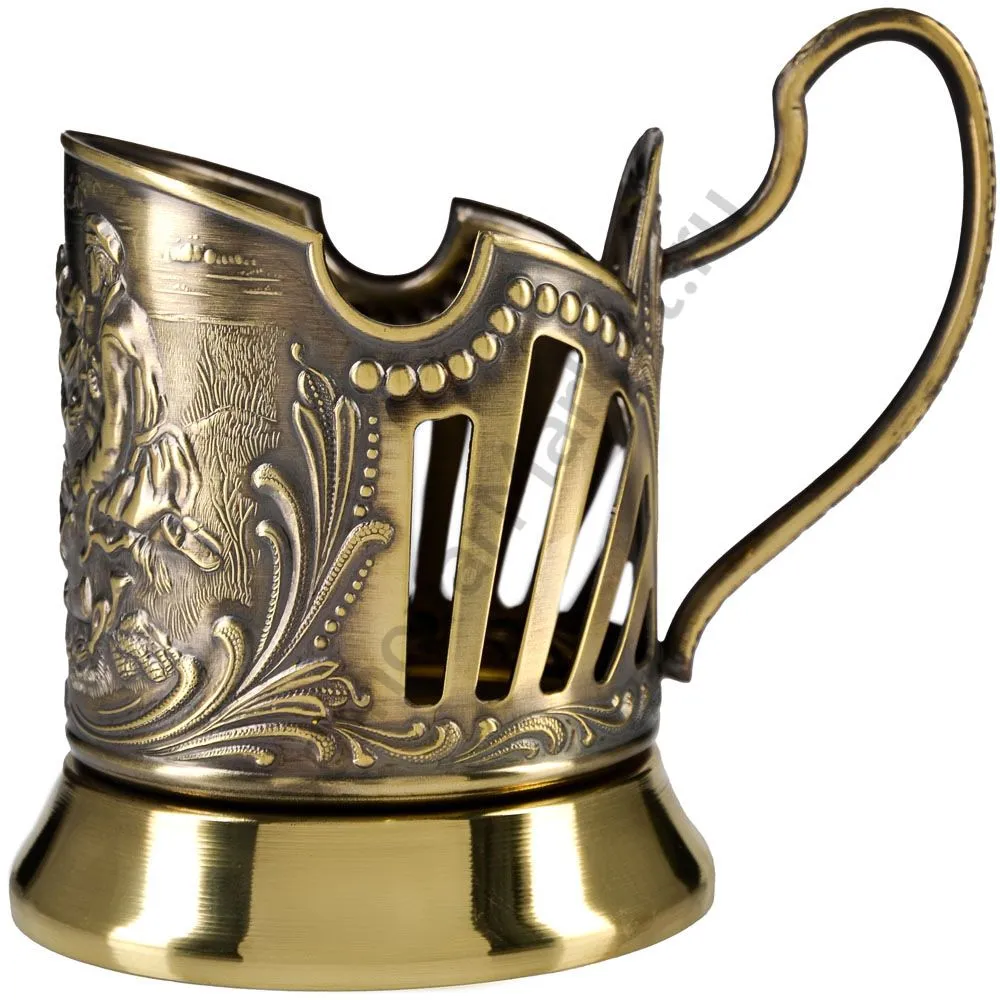 Подстаканник латунный «Охотники на привале» Подстаканник латунный «Охотники на привале»