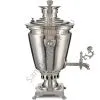 Самовар антикварный на дровах 1,1 литра формы «Рюмка» Романов,с трубой,фурнитура кость,посеребрённый