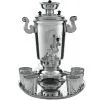 Самовар сувенирный с рюмками и подносом, Кремль, винтаж, серебристый