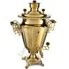 Самовар антикварный на дровах 7,5л. формы «Рюмка с редкими византийскими колоннами» Баташева,золотой