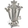Самовар антикварный на дровах 1,1 литра формы «Рюмка» Романов,с трубой,фурнитура кость,посеребрённый