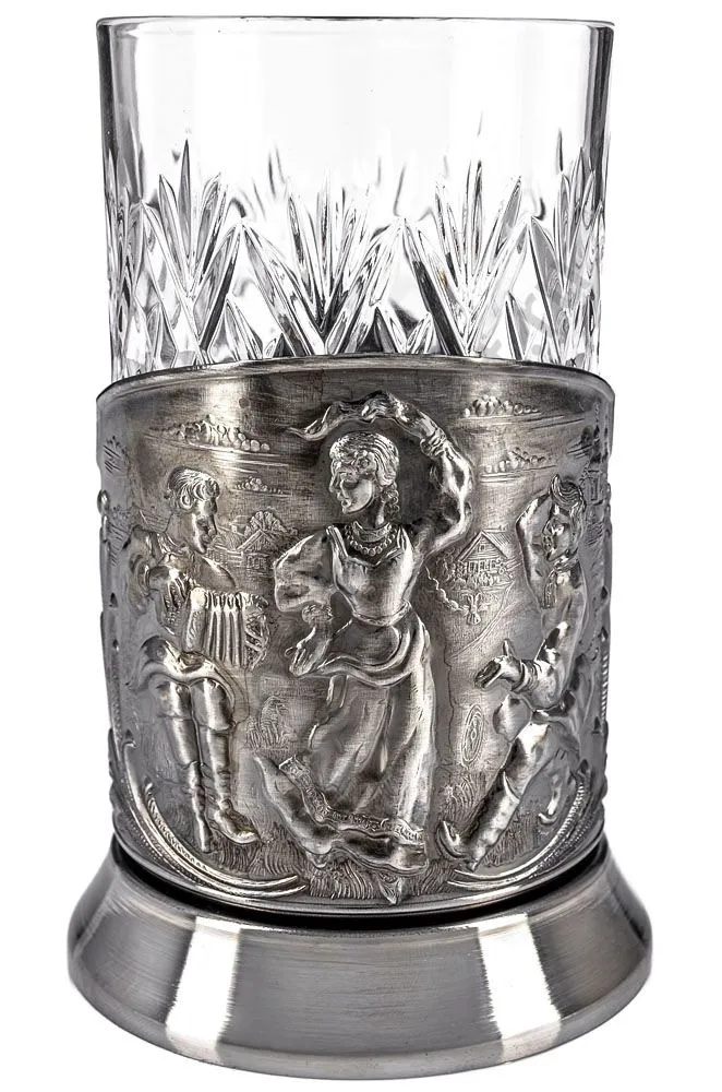 Подстаканник никелированный с чернью «Русские пляски» Подстаканник никелированный с чернью «Русские пляски»