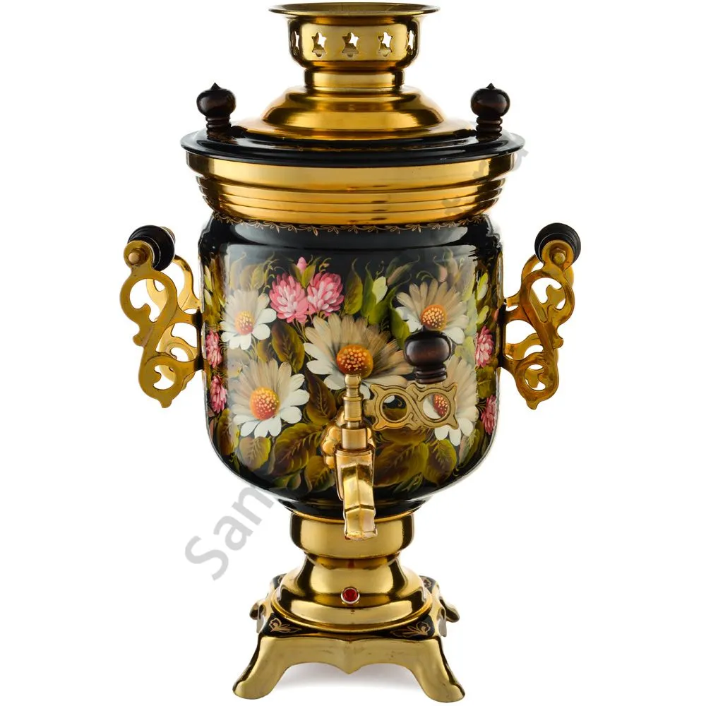 Самовар электрический 3 л с автоотключением, худ.росписью «Ромашки с клевером» формы «Банка» Самовар электрический 3 л с автоотключением, худ.росписью «Ромашки с клевером» формы «Банка»