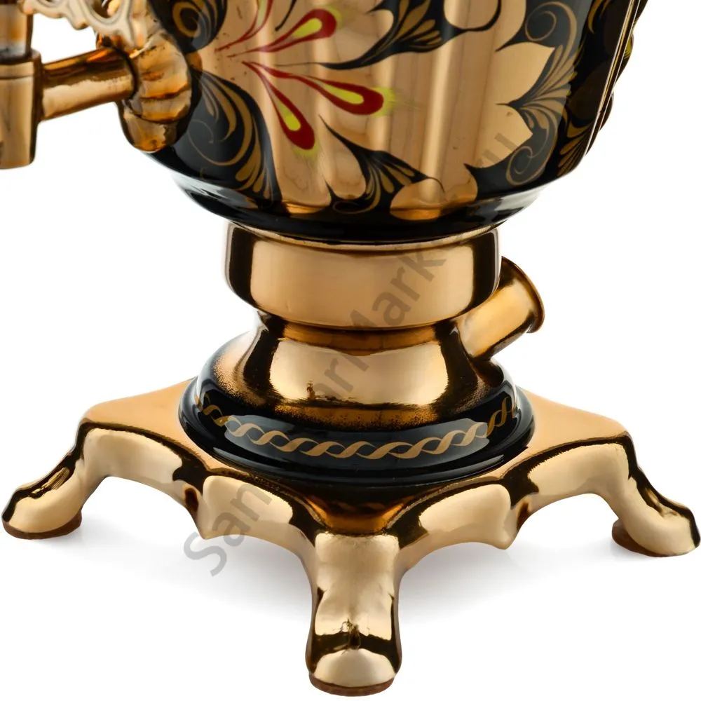 Самовар электрический 3 литра с художественной росписью «Кудрина чёрная» формы «Рюмка» Самовар электрический 3 литра с художественной росписью «Кудрина чёрная» формы «Рюмка»