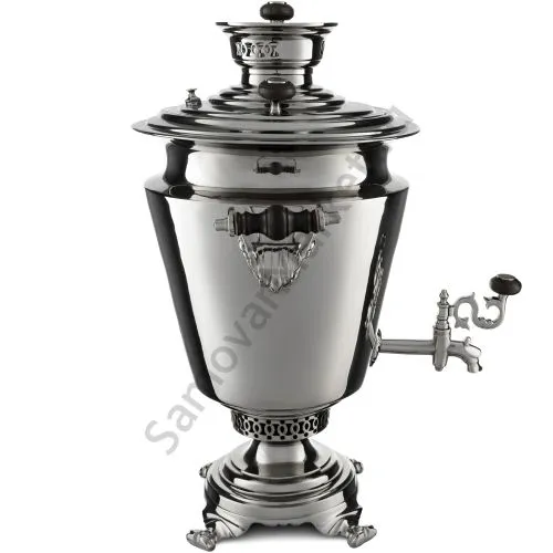 Самовар антикварный на дровах 8,5 литра формы «Рюмка фужерная» с медалями, серебристый 