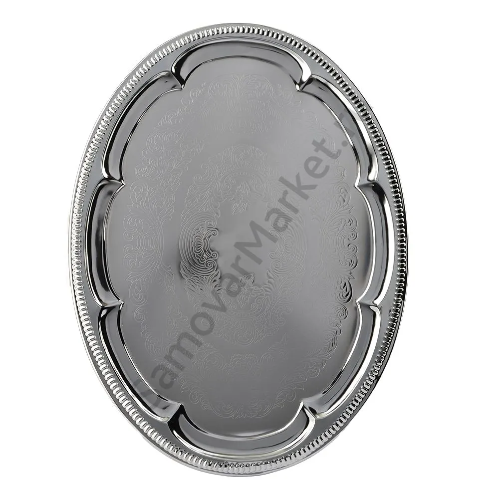 Поднос для самовара овальный, серебристый (Китай) Поднос для самовара овальный, серебристый (Китай)