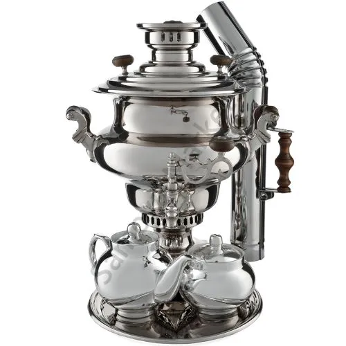 Самовар антикварный комбинированный 5 литров формы «Репка» Соловьёва, набор «Толстовский» 