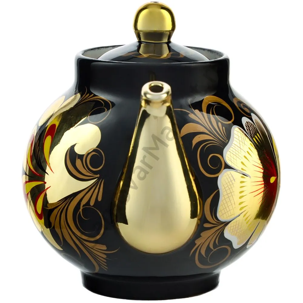 Чайник заварочный для самовара с художественной росписью «Кудрина чёрная» Чайник заварочный для самовара с художественной росписью «Кудрина чёрная»