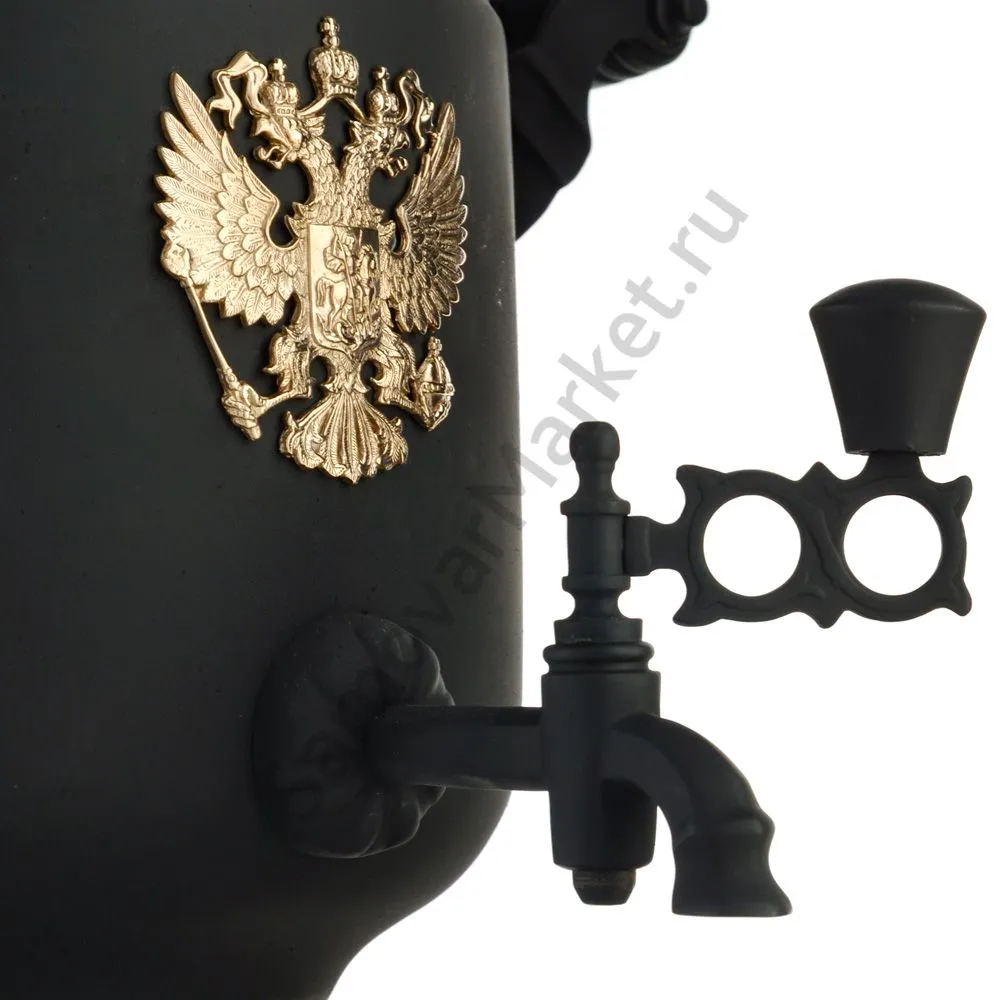 Самовар на дровах 5 литров формы «Банка с гербом РФ», категория «Эксклюзив», «Графит» Самовар на дровах 5 литров формы «Банка с гербом РФ», категория «Эксклюзив», «Графит»