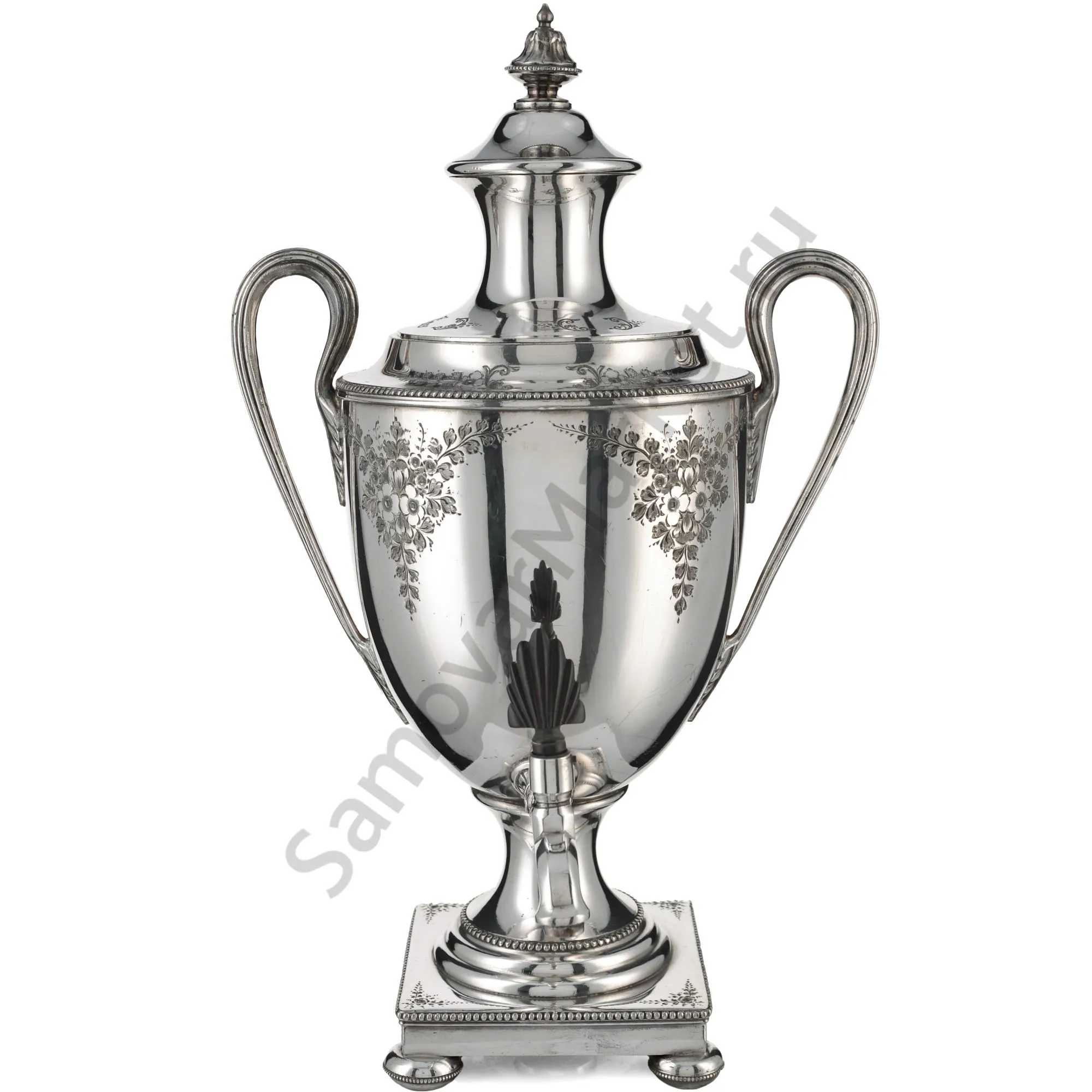 Самовар сервировочный, антикварный 2,4 литра «Ампир», серебрение