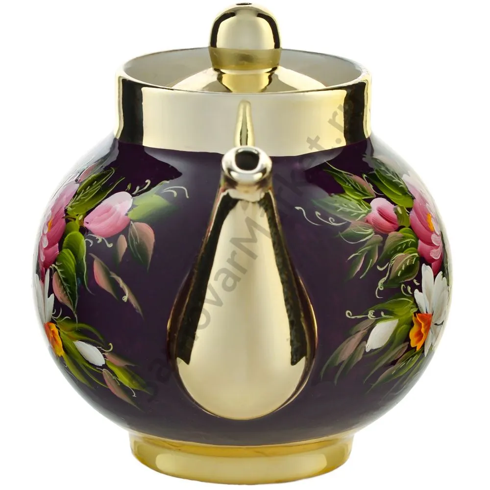 Самовар электрический 4 л.в наборе из 4 предметов с худ.росписью «Букет на фиолетовом в золоте» Самовар электрический 4 л.в наборе из 4 предметов с худ.росписью «Букет на фиолетовом в золоте»