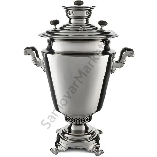 Самовар антикварный на дровах 8,5 литра формы «Рюмка фужерная» с медалями, серебристый 