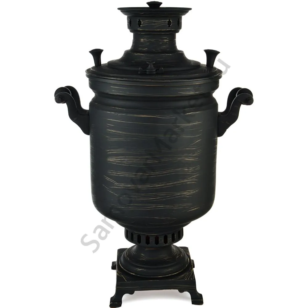 Самовар антикварный на дровах 8 литра формы «Банка», Кольчугино, золотые нити в патине Самовар антикварный на дровах 8 литра формы «Банка», Кольчугино, золотые нити в патине