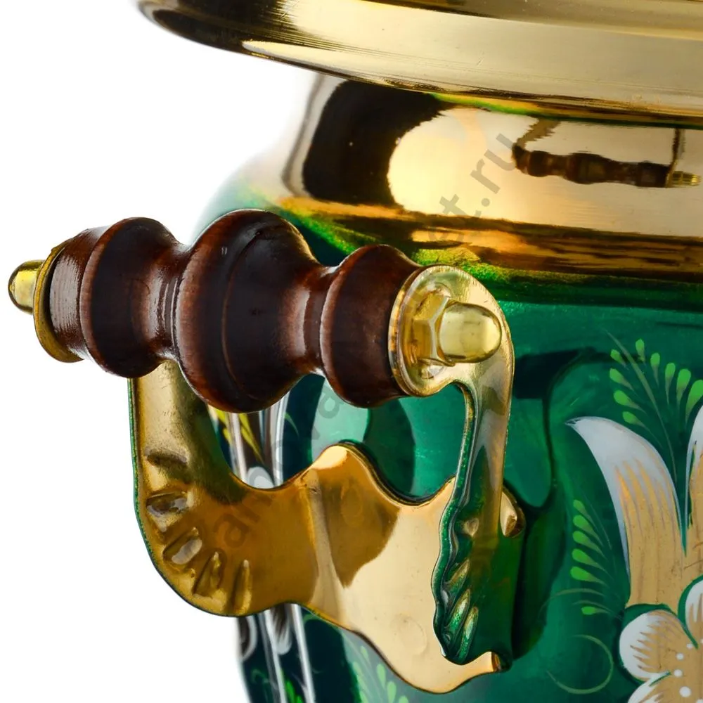 Самовар электрический 3 л с художественной росписью «Кудрина зелёная» формы «Рюмка» Самовар электрический 3 л с художественной росписью «Кудрина зелёная» формы «Рюмка»