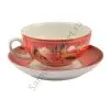 Чайная пара с художественной росписью «Пионы на красном»