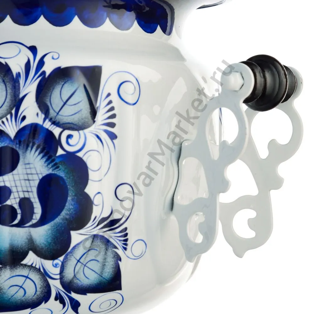 Самовар электрический 3 литра с автоотключением, худ. росписью «Гжель» формы «Овал» Самовар электрический 3 литра с автоотключением, худ. росписью «Гжель» формы «Овал»