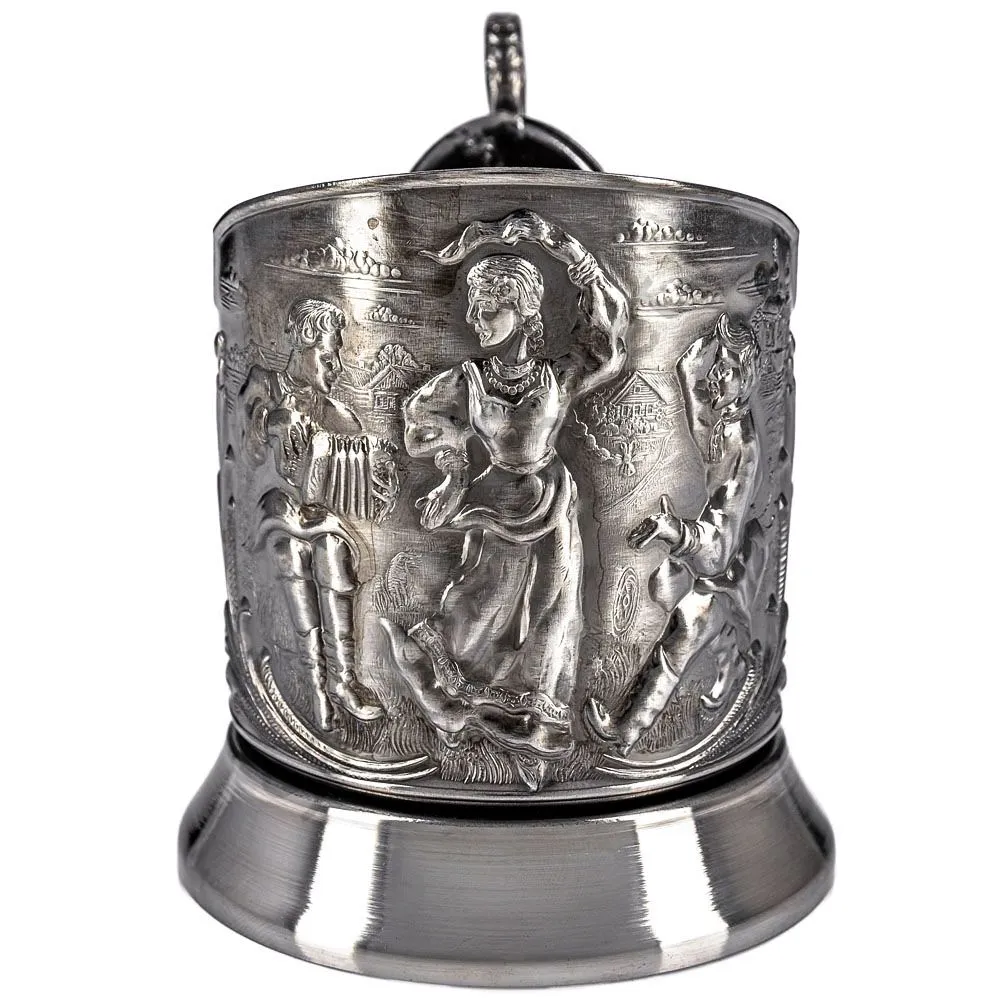 Подстаканник никелированный с чернью «Русские пляски» Подстаканник никелированный с чернью «Русские пляски»