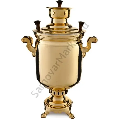 Самовар на дровах 5 литров формы «Банка с гербом РФ», золотой, категория «Люкс» Самовар на дровах 5 литров формы «Банка с гербом РФ», золотой, категория «Люкс»