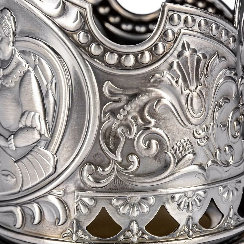 Подстаканник никелированный с чернью «Русское чаепитие» Подстаканник никелированный с чернью «Русское чаепитие»