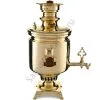 Самовар антикварный на дровах 6,5 литров формы «Банка» Н.И. Баташевах с медалями, золотистый Самовар антикварный на дровах 6,5 литров формы «Банка» Н.И. Баташевах с медалями, золотистый
