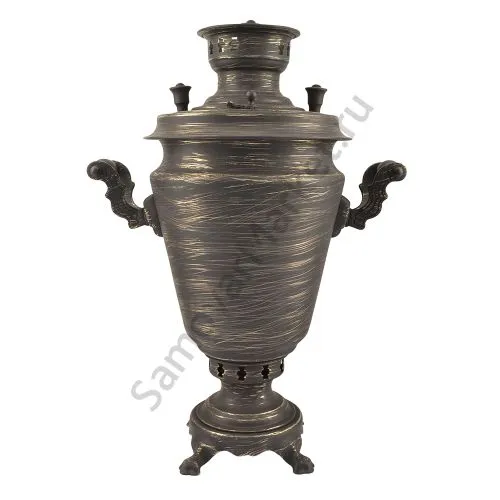 Самовар на дровах 5 литров формы «Рюмка», золотые нити в патине, категория «Эксклюзив»