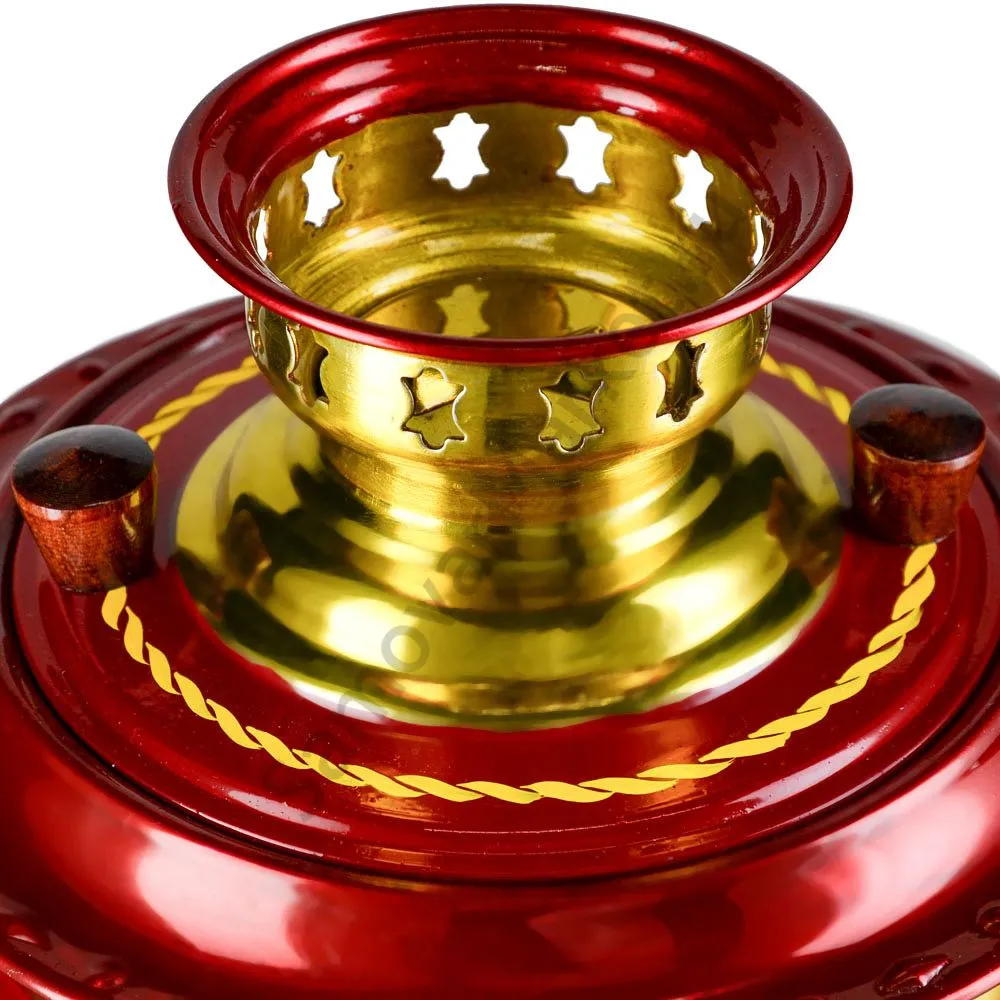 Самовар электрический 3 литра с автоотключением, худ. росписью «Орнамент красный» формы «Овал» Самовар электрический 3 литра с автоотключением, худ. росписью «Орнамент красный» формы «Овал»