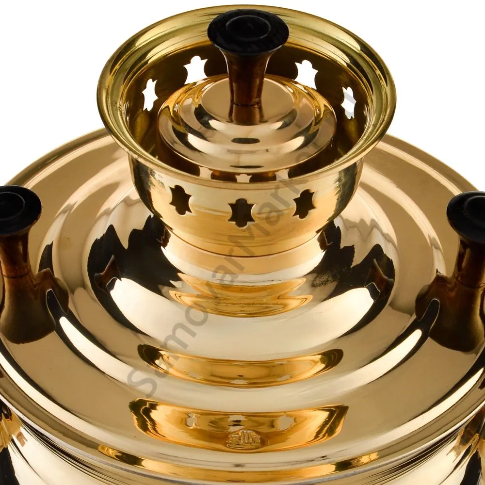 Самовар на дровах 5 литров формы «Банка с гербом РФ», золотой, категория «Люкс» Самовар на дровах 5 литров формы «Банка с гербом РФ», золотой, категория «Люкс»